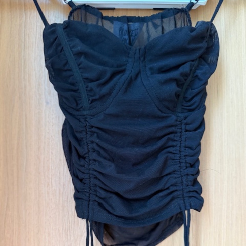 NWT Princess Polly Black Ruched Corset - Size 2